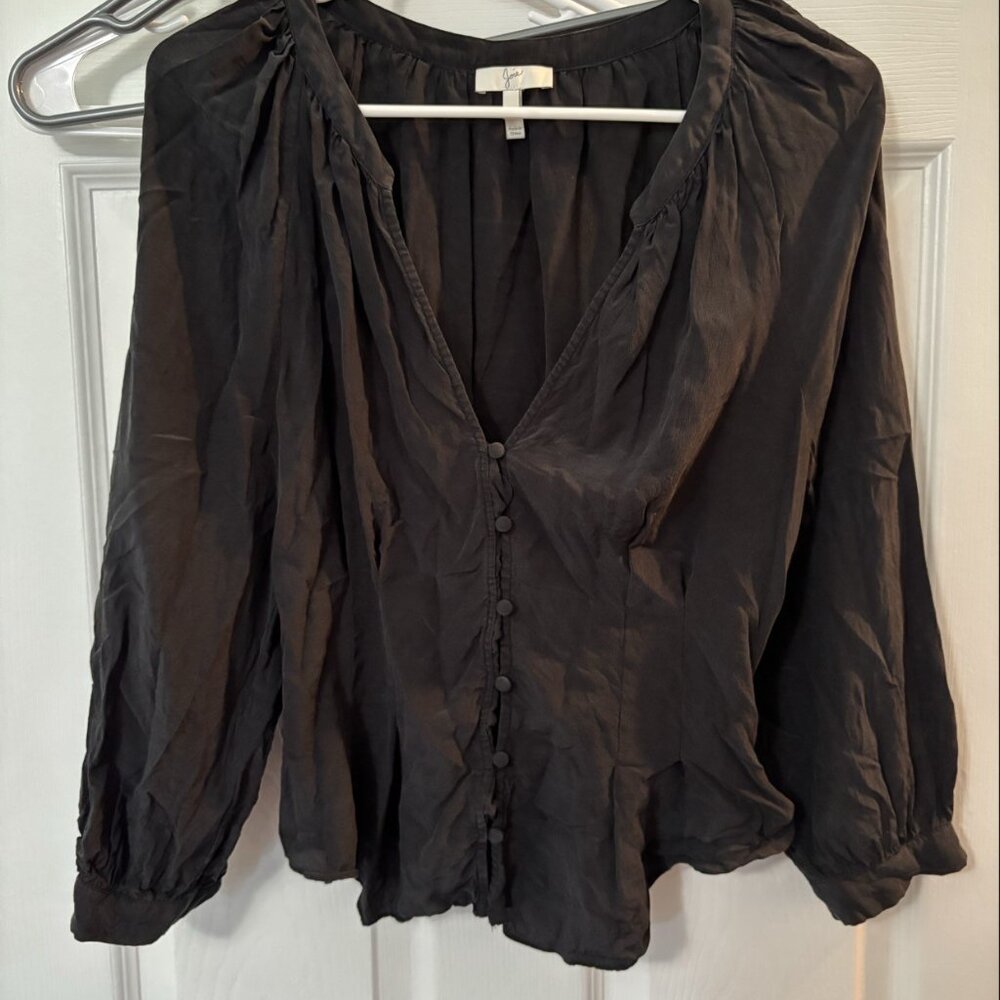Black Joie 3/4 sleeve silk blouse